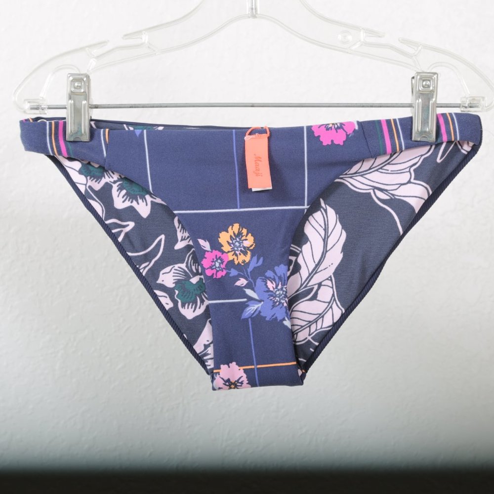 NWOT maaji Reversible Bikini Bottoms,‎ Navy floral, S